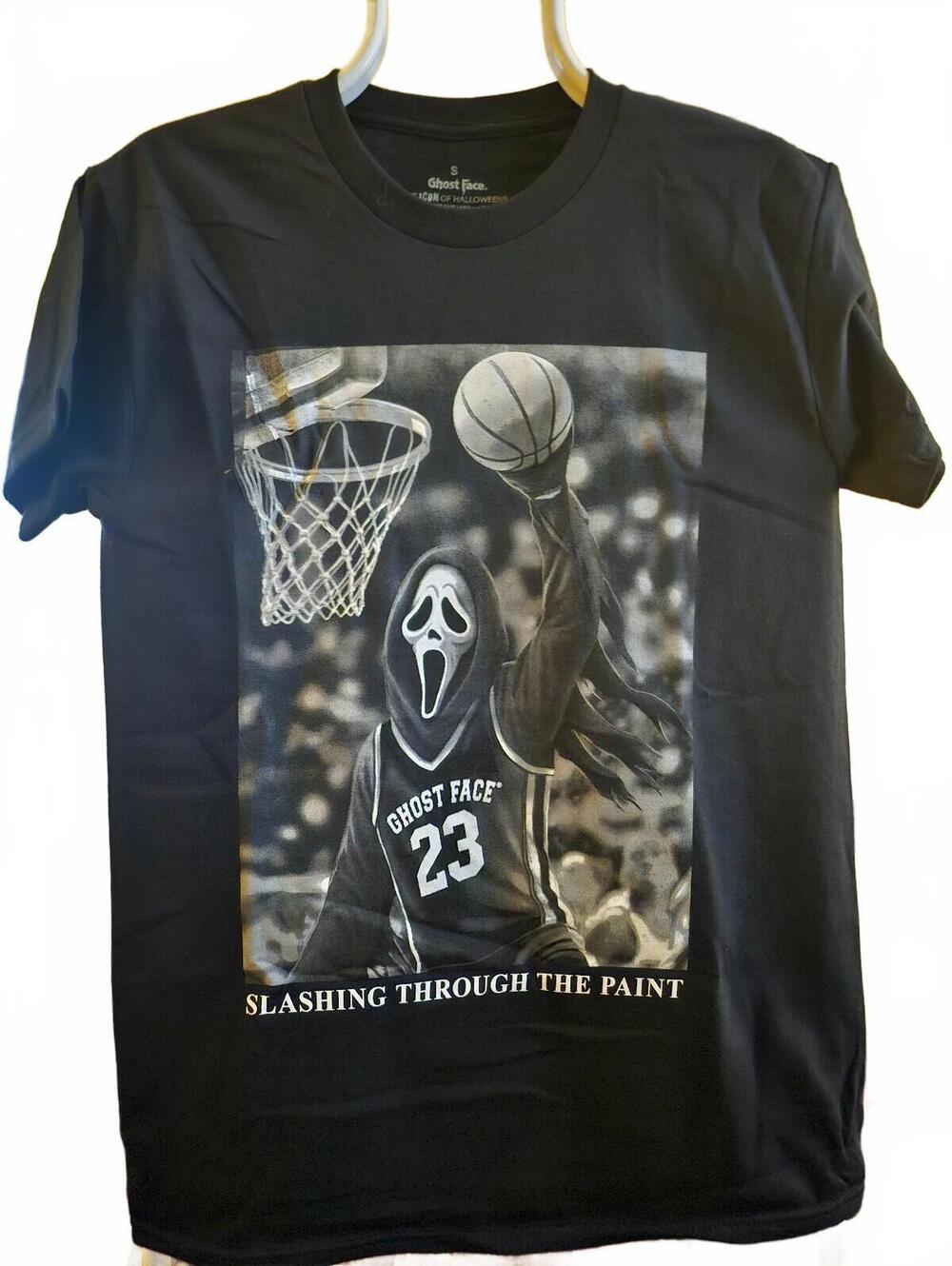 New - Ghost Face SCREAM Slashing Basketball Graphic T-Shirt -Size Small - NWOT
